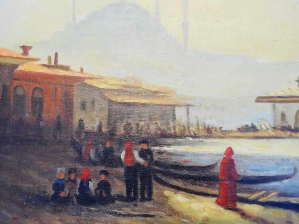 Louis Charlot 1878/1951, huile sur toile, signature en bas à droite datée 1900, dimension 80/60 hors cadre, vaches s'abreuvant au couché de soleil, peintre de Saône et Loire, formation école nationale des beaux
