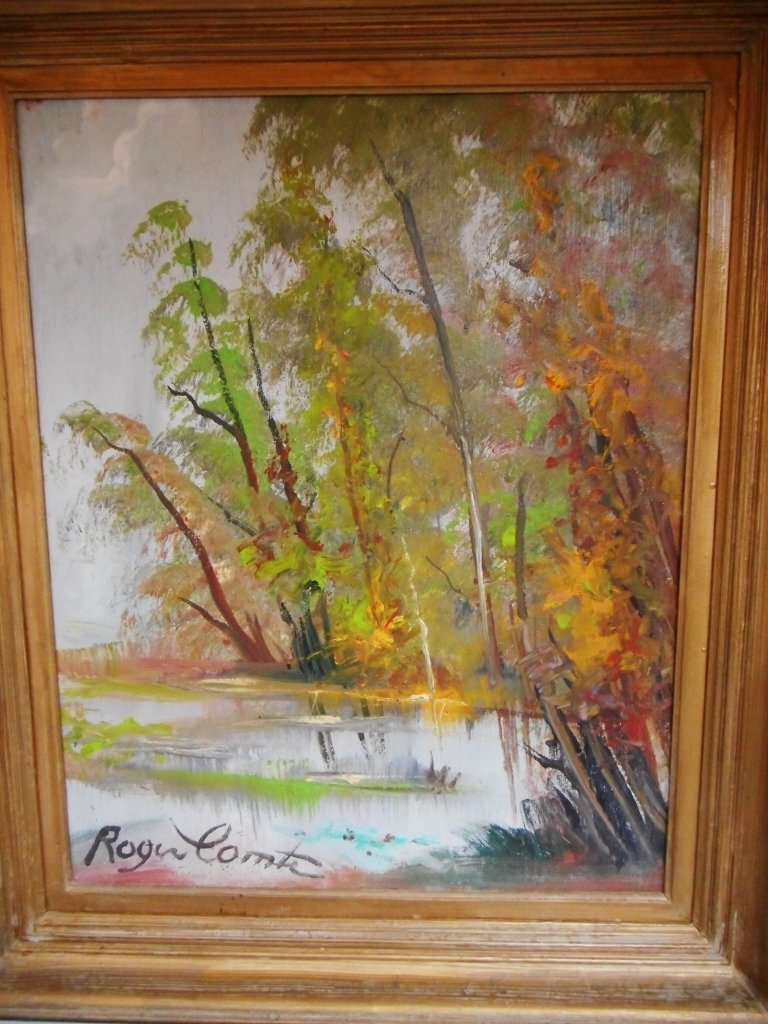 Roger Comte, 1913/2006, huile sur panneau, signature en bas à gauche, paysage d'automne, dimension hors cadre h60/49 à vue