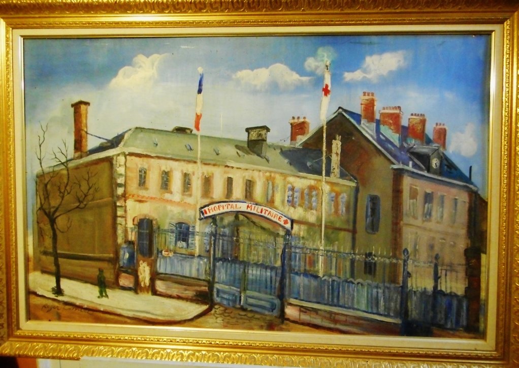 Roger Comte, 1913/2006, huile sur panneau, signature en bas à droite, hôpital militaire à Belfort en 1949, dimension hors cadre h60/94 à vue
