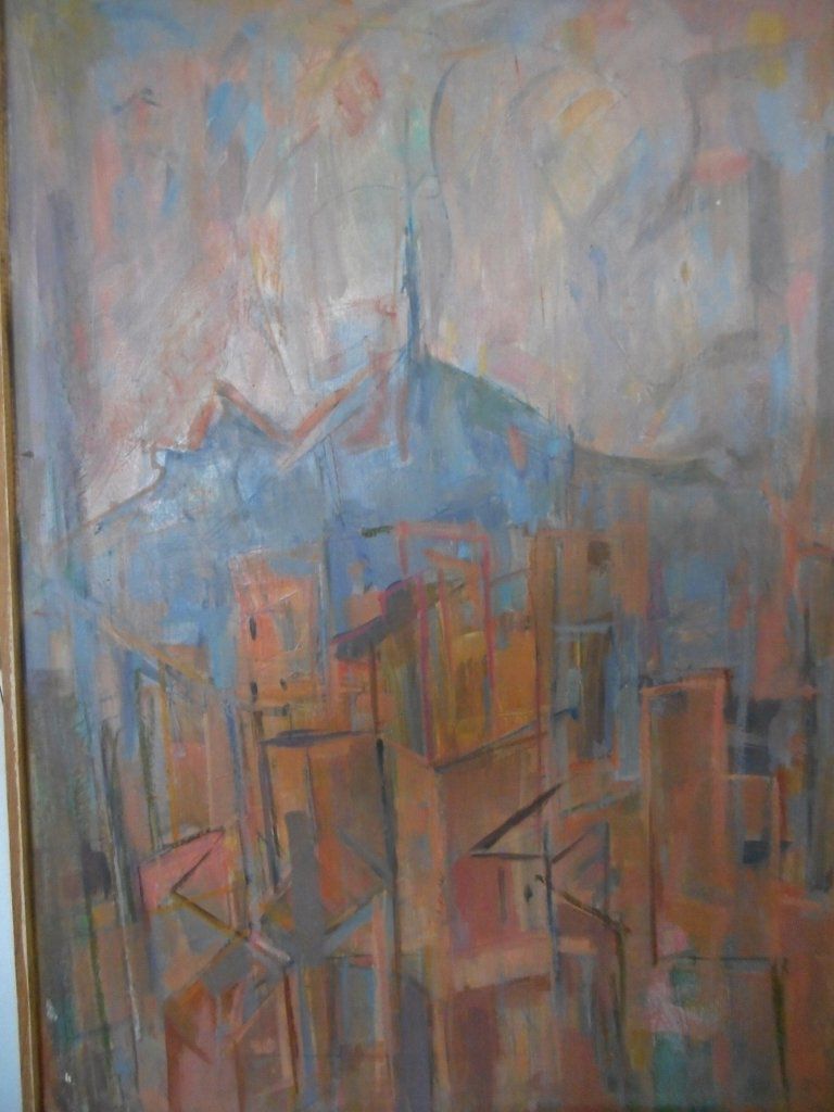 Paul Mondain, 1905/1981, huile sur panneau, signature au dos, dimension hors cadre H79/59 à vue, Basilique du sacré cœur à Marseille vu par le peintre
N°32