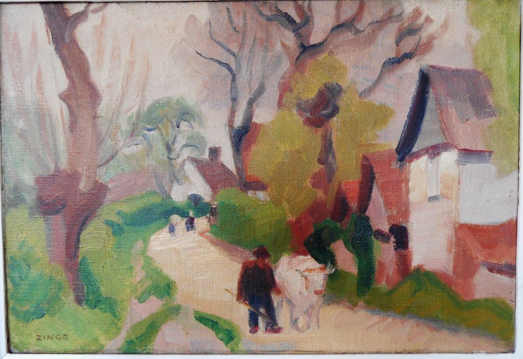 Jules Émile Zingg, 1882/1942, huiles sur toile, signature en bas à gauche, dimension hors cadre H38/55 à vue, paysage d'Auvergne